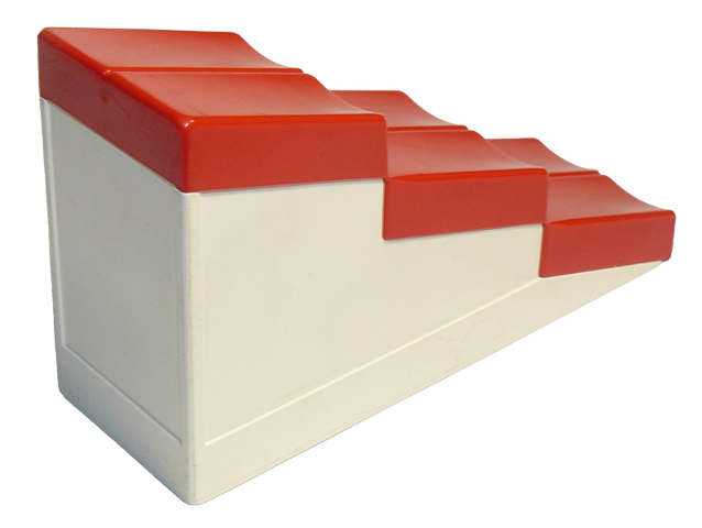 Duplo Roof-piece Slope 17° 2 x 6 Stepped with Red Shingles in White