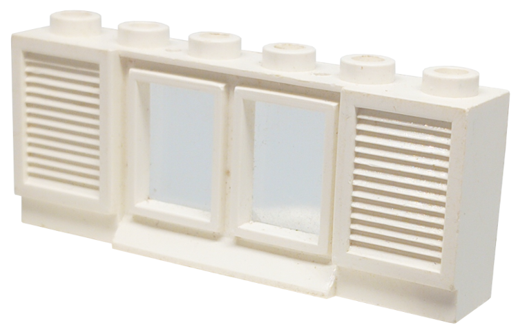 Window 1 x 6 x 2 with Shutters [Old Style Extended Lip & Glass] in White