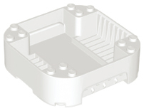 Pod, Square Rounded Corners, Back, 8 x 8 x 2, Corner Studs, and Recessed Slots in White