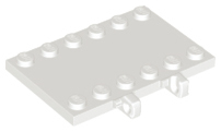Hinge Plate 4 x 6 with Two 1 x 6 Studs and Recessed 2 x 6 Middle in White