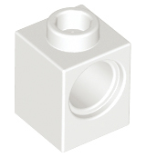 Technic Brick 1 x 1 with Pin Hole in White