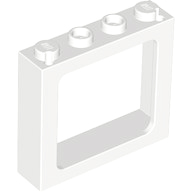Window 1 x 4 x 3 Train with Shutter Holes and Solid Studs on Ends in White