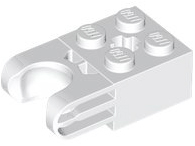 Technic Brick Special 2 x 2 with Ball Socket Wide and Axle Hole, No Arm Holes in White