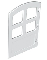 Duplo Door 1 x 4 x 4 with Four Panes, Same Size and Curved Top in White