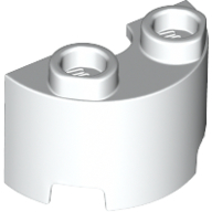 Brick Round, Half 1 x 2 in White