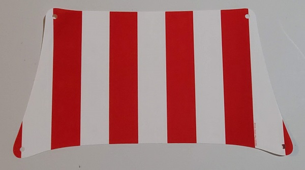 Sail 36 x 20 Trapezoid with 4 Holes, Red Stripes print in White
