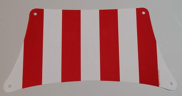 Sail 33 x 17 Trapezoid with 4 Holes, Red Stripes print in White