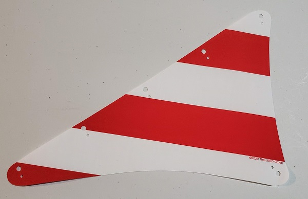 Sail Triangular 16 x 24 with 6 Holes, Red Stripes print in White