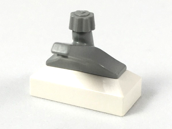 Tap 1 x 2 Base with Light Gray Spout in White