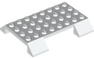 Brick Sloped 45° 6 x 8 Double with 4 x 8 Bottom Cutout, 1 x 4 Side Cutout in White