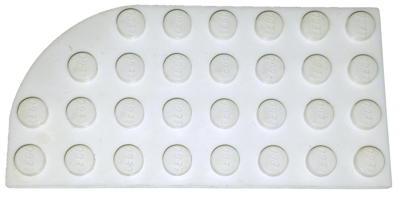 Plate Round Corner Left 4 x 8 4 x 8 Left in White