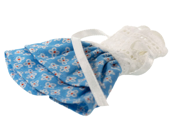 Scala, Dress, White Lace Top and Medium Blue Skirt with White Flowers in White