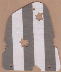 Sail, Tattered, Damage Cutouts, 3 with Dark Gray Stripes Print in White