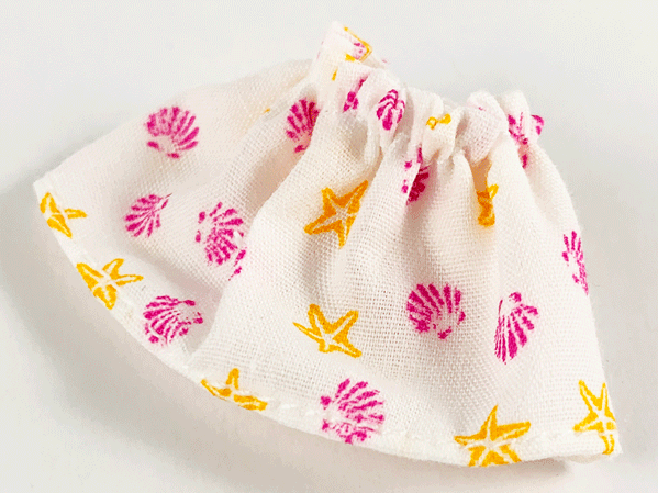 Belville, Skirt, Adult, Short, Clam and Starfish Print in White