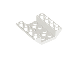 Brick Sloped Inverted 45° 4 x 4 Double with 4 x 2 Recessed, 2 Holes in White