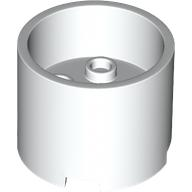 Brick Round 3 x 3 x 2 Recessed Center with 2 x 2 Studs and Axle Hole in White