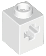 Technic Brick 1 x 1 with Axle Hole in White