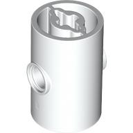 Brick Round 2 x 2 x 3 D. Tube with Axle Holes (Crossholes) at Each End, Pin Holes In Sides in White