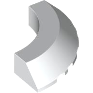 Brick Round Corner 5 x 5 x 1 Slope, Bottom Cut Outs, No Studs, Flat Top in White