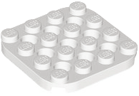 Plate 4 x 4 with Rounded Corners, Pin Holes between Studs in White
