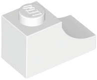 Brick Curved 2 x 1 with Inverted Cutout in White