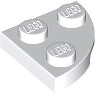 Plate Round Corner 2 x 2 in White