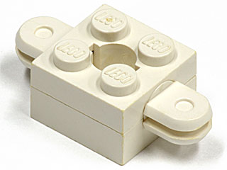 Arm Holder Brick 2 x 2 with Hole and 2 Arms in White