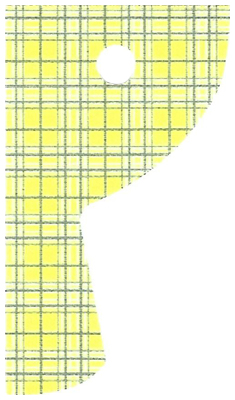 Curtain, Right, Blue Checked Print in White