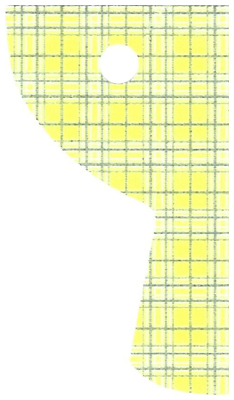 Curtain, Left, Blue Checked Print in White