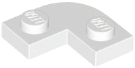 Plate Round Corner 2 x 2 with 1 x 1 Cutout in White
