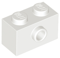 Brick Special 1 x 2 with 1 Center Stud on 1 Side, Bottom Stud Holder in White
