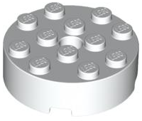 Brick Round 4 x 4 Centre Hole in White