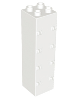 Duplo Building Wall 2 x 2 x 6 with Drawer Slots on One Side and Eight Hinges on the Other in White