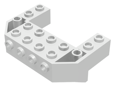 Brick Special, Train Front Sloping Base Wedged with 4 Studs on Front and 2 x 4 Cutout in White
