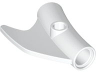 Technic Pin Connector Round Curved with Fin and Hole in White
