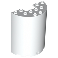 Cylinder Half 3 x 6 x 6 with 1 x 2 Cutout in White
