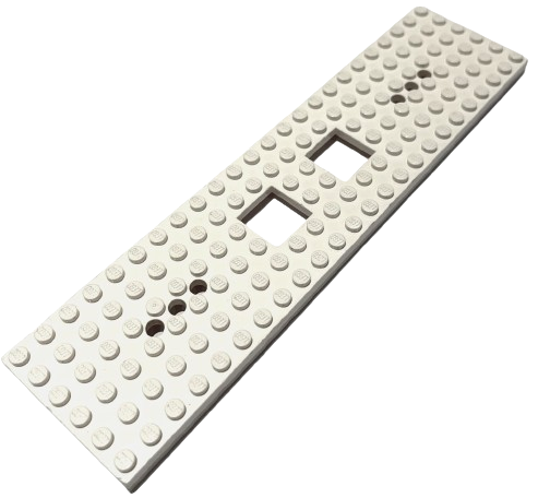 Vehicle Base, Train 6 x 24 with Two 2 x 2 Openings and 3 Round Holes Each End, Reinforced on Bottom Side in White