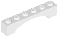 Brick Arch 1 x 6 Raised Arch in White
