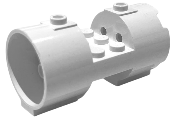 Cylinder 3 x 6 x 2 2/3 Horizontal Solid Studs in White