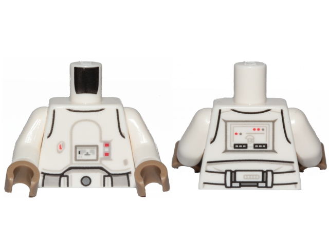 Torso SW Armor Snowtrooper with Printed Back Pattern 2 / White Arms / Dark Tan Hands, White