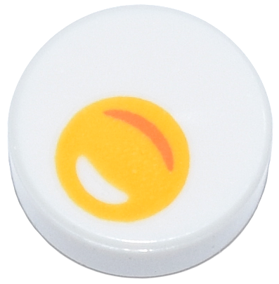 Tile Round 1 x 1 with Egg with Yolk Print in White