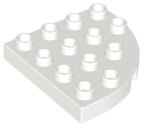 Duplo Plate Round Corner 4 x 4 in White