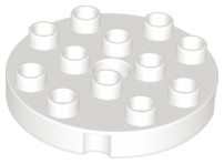 Duplo Plate Round 4 x 4 in White