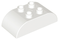 Duplo Brick 2 x 4 Curved Top in White