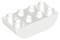 Duplo Brick 2 x 4 Curved Bottom in White