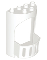 Duplo Building Wall 4 x 3 x 5 Curved Turret with Balcony - Castle in White