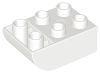 Duplo Brick 2 x 3 with Curved Bottom in White