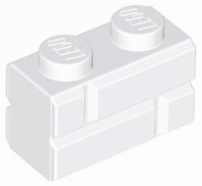 Brick Special 1 x 2 with Masonry Brick Profile in White