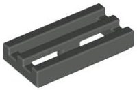 Tile Special 1 x 2 Grille with Bottom Groove in Dark Gray