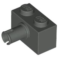 Brick Special 1 x 2 with Pin in Dark Gray